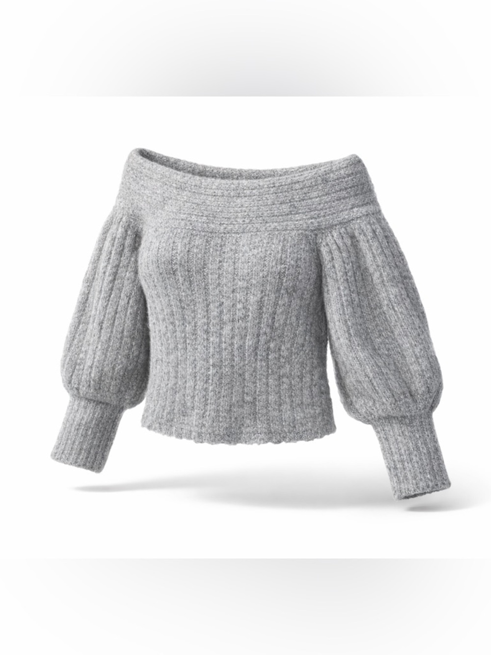 New with Tag Pilcro Anthropologie off-the-Shoulder Sweater - Light Gray Sz M